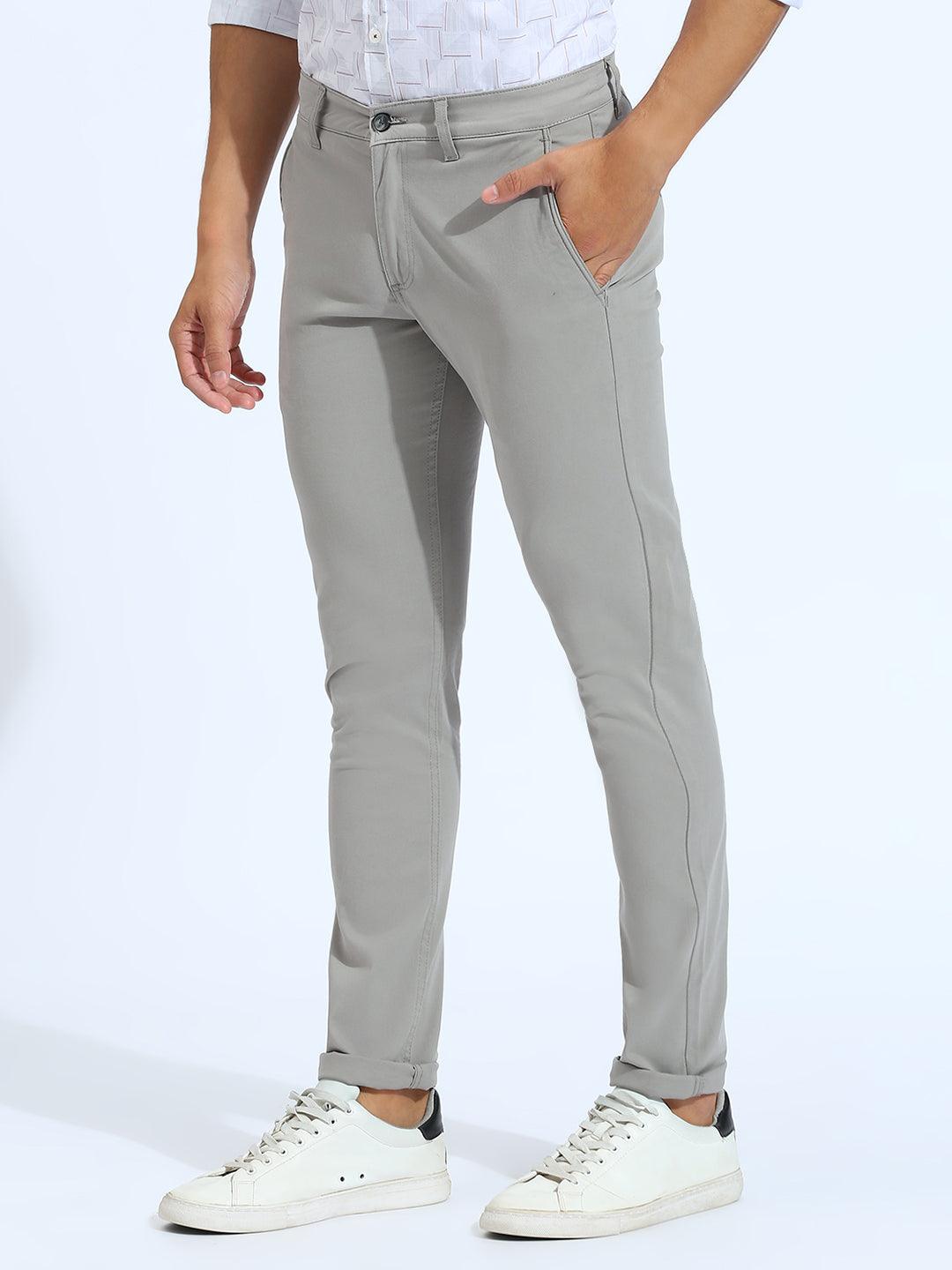 Gray Tapered Narrow Fit Chino Pants