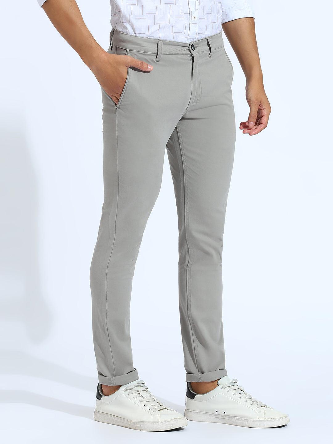 Gray Tapered Narrow Fit Chino Pants