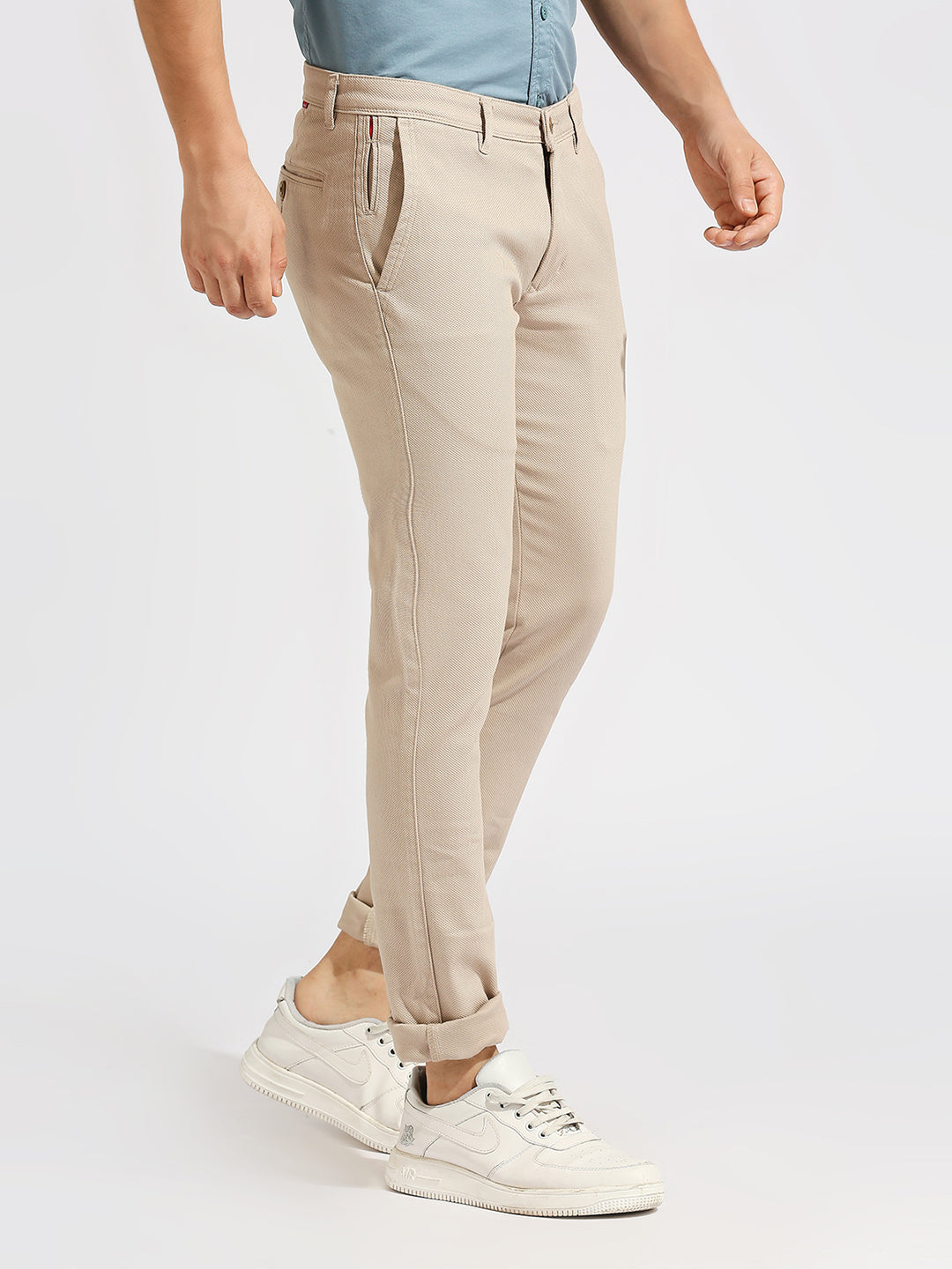 Beige Tapered Narrow Fit Trouser