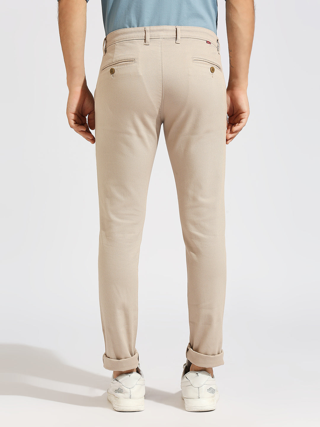 Beige Tapered Narrow Fit Trouser