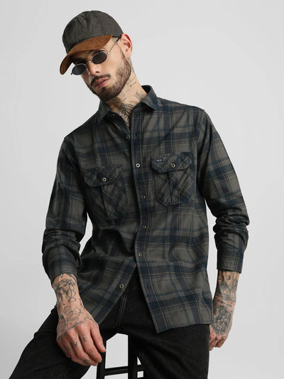 Dark Grey Checked Shirt