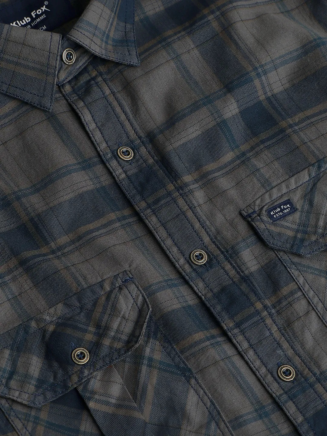 Dark Grey Slim Checks Shirt