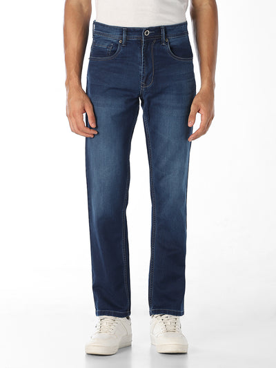 Indigo Cloud Lycra Dobby Jeans