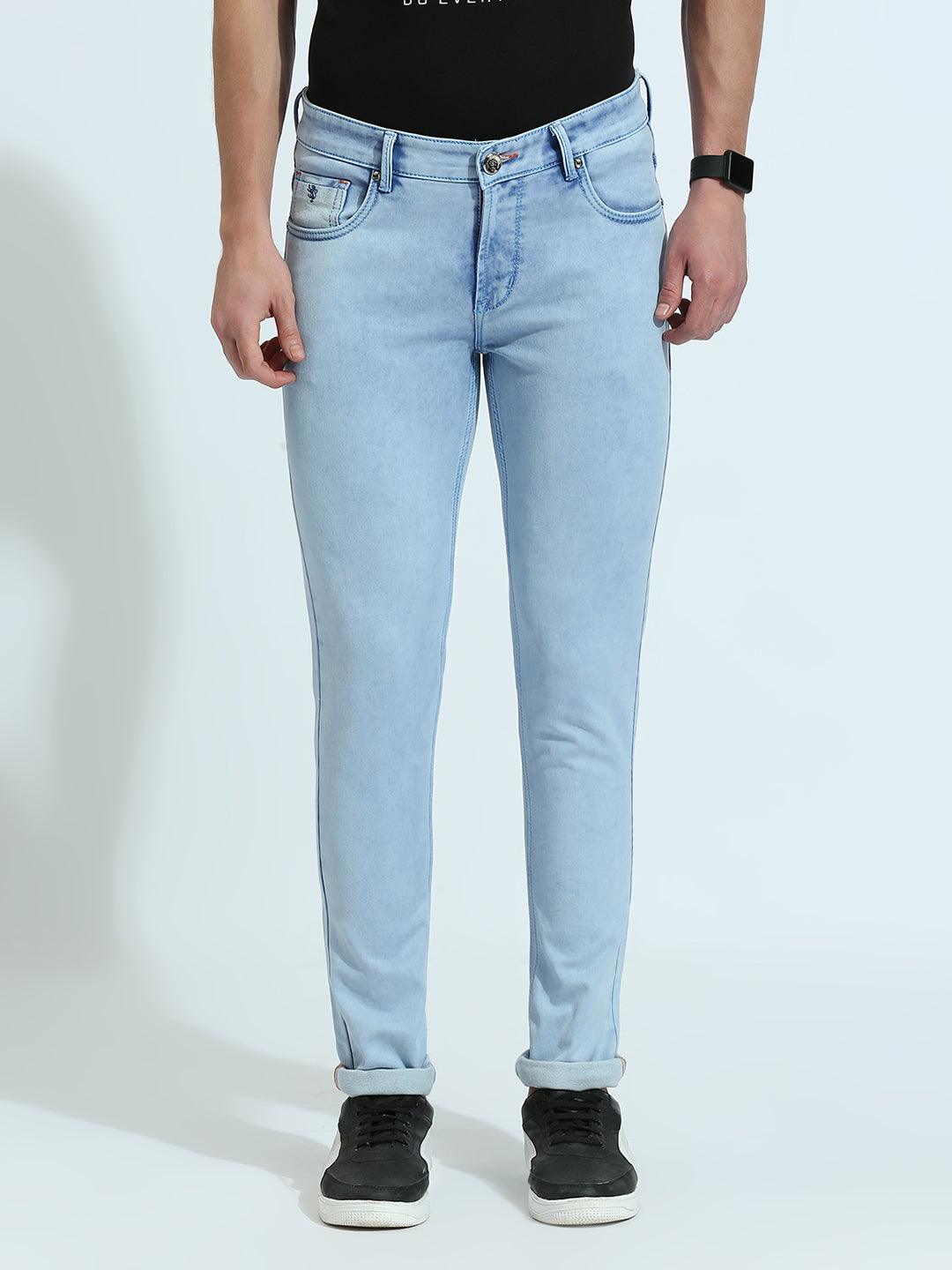 Sky Blue Cloud Wash Slim Fit Jeans
