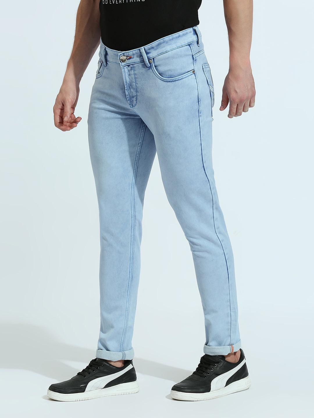 Sky Blue Cloud Wash Slim Fit Jeans