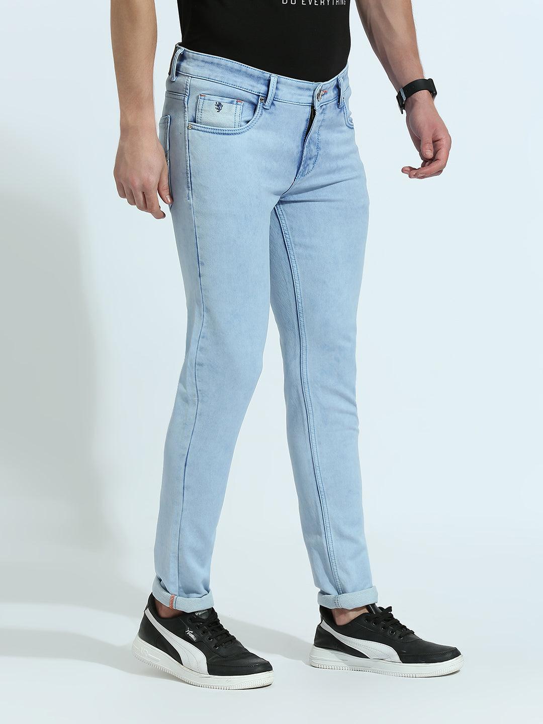 Sky Blue Cloud Wash Slim Fit Jeans
