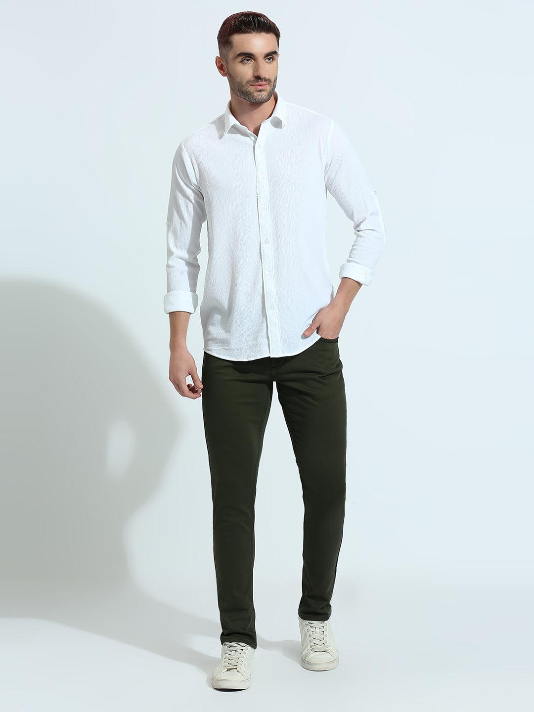 Minimal X Bottle Green Skinny Fit Jeans