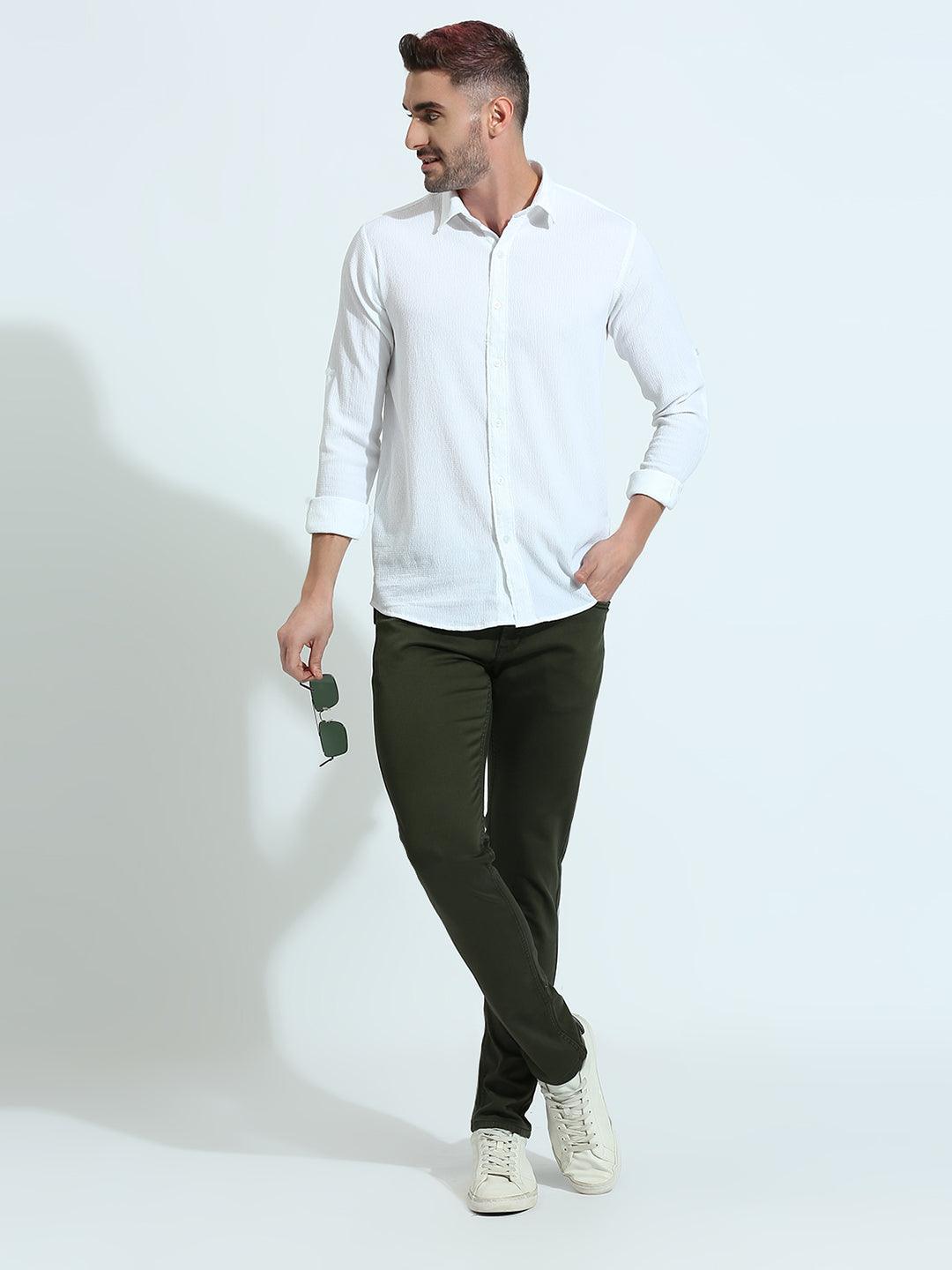 Minimal X Bottle Green Skinny Fit Jeans