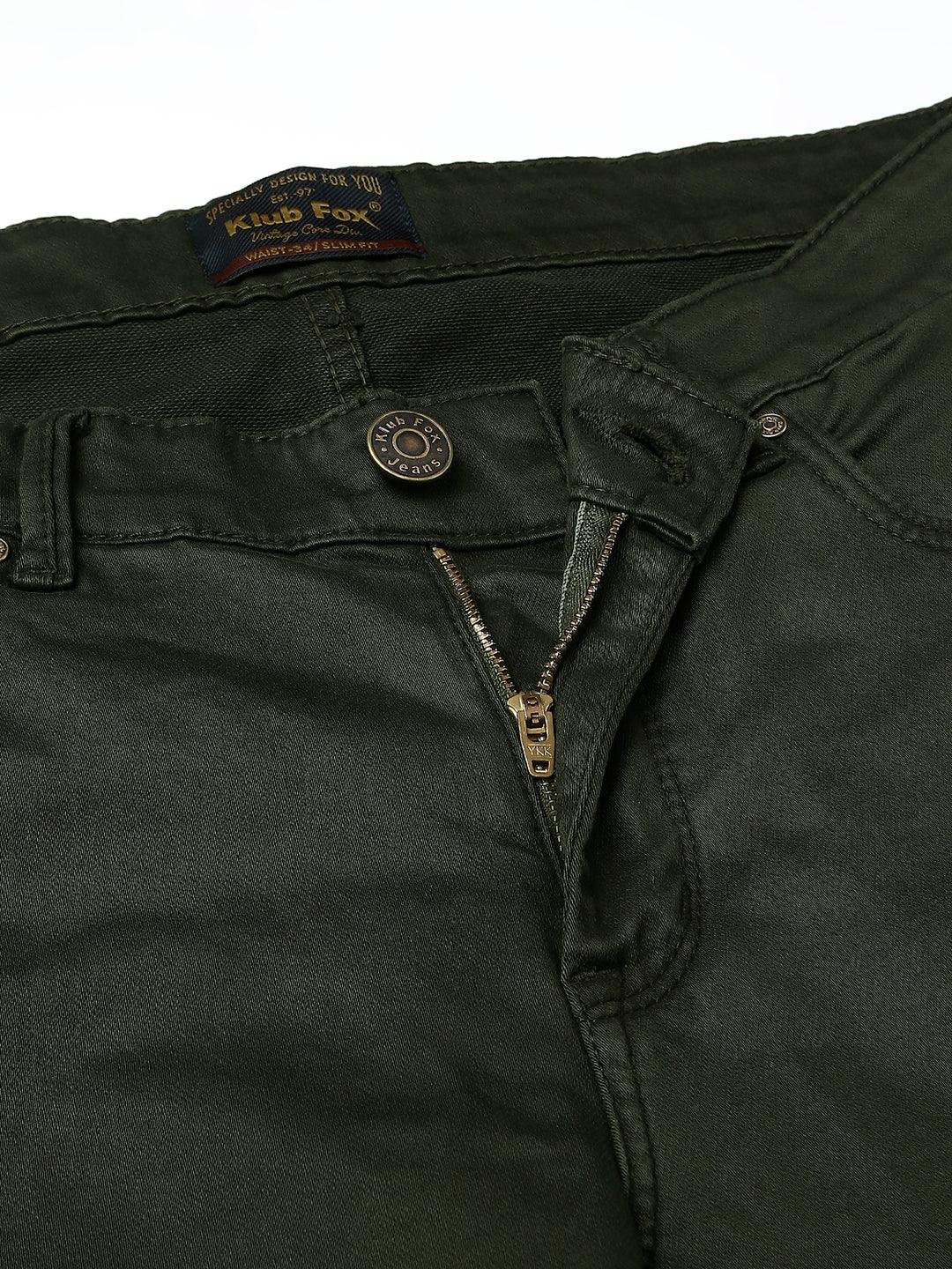 Minimal X Bottle Green Skinny Fit Jeans