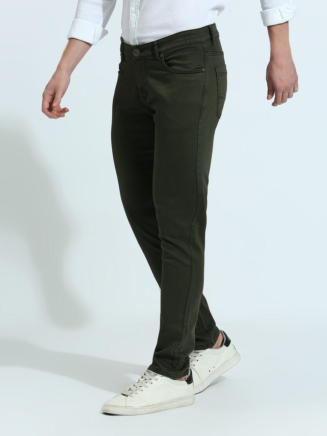 Minimal X Bottle Green Skinny Fit Jeans