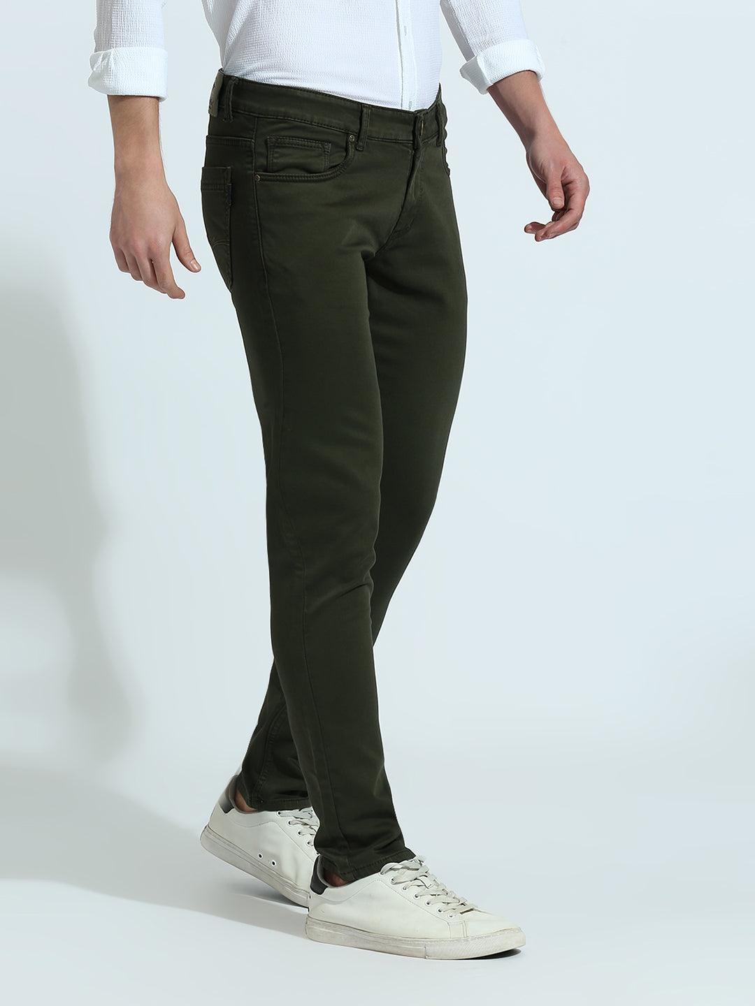 Minimal X Bottle Green Skinny Fit Jeans