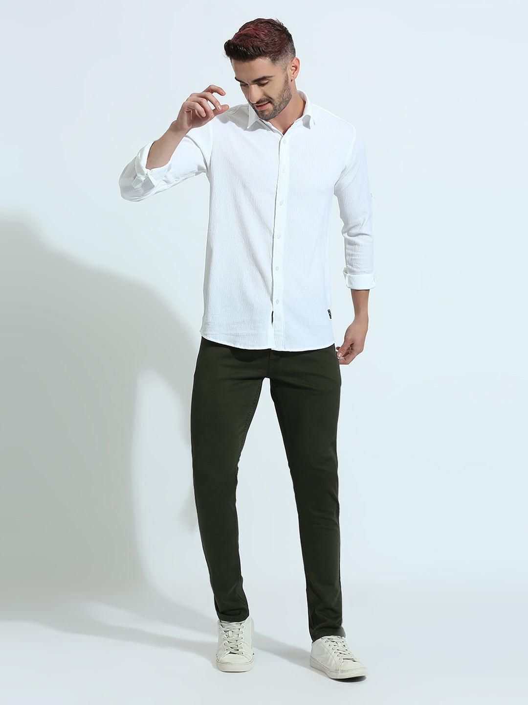 Minimal X Bottle Green Skinny Fit Jeans