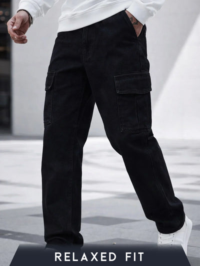 Dark Knight Black Relaxed Fit Denim Cargo