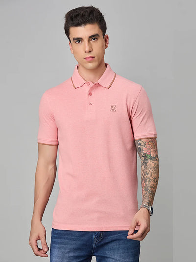 Pink Melange Polo T-Shirt
