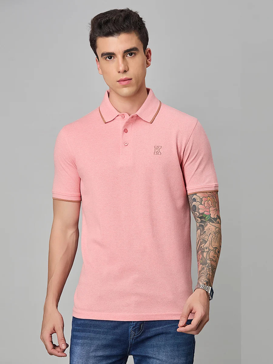 Pink Melange Polo T-Shirt