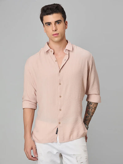 Peach Textured Shirt