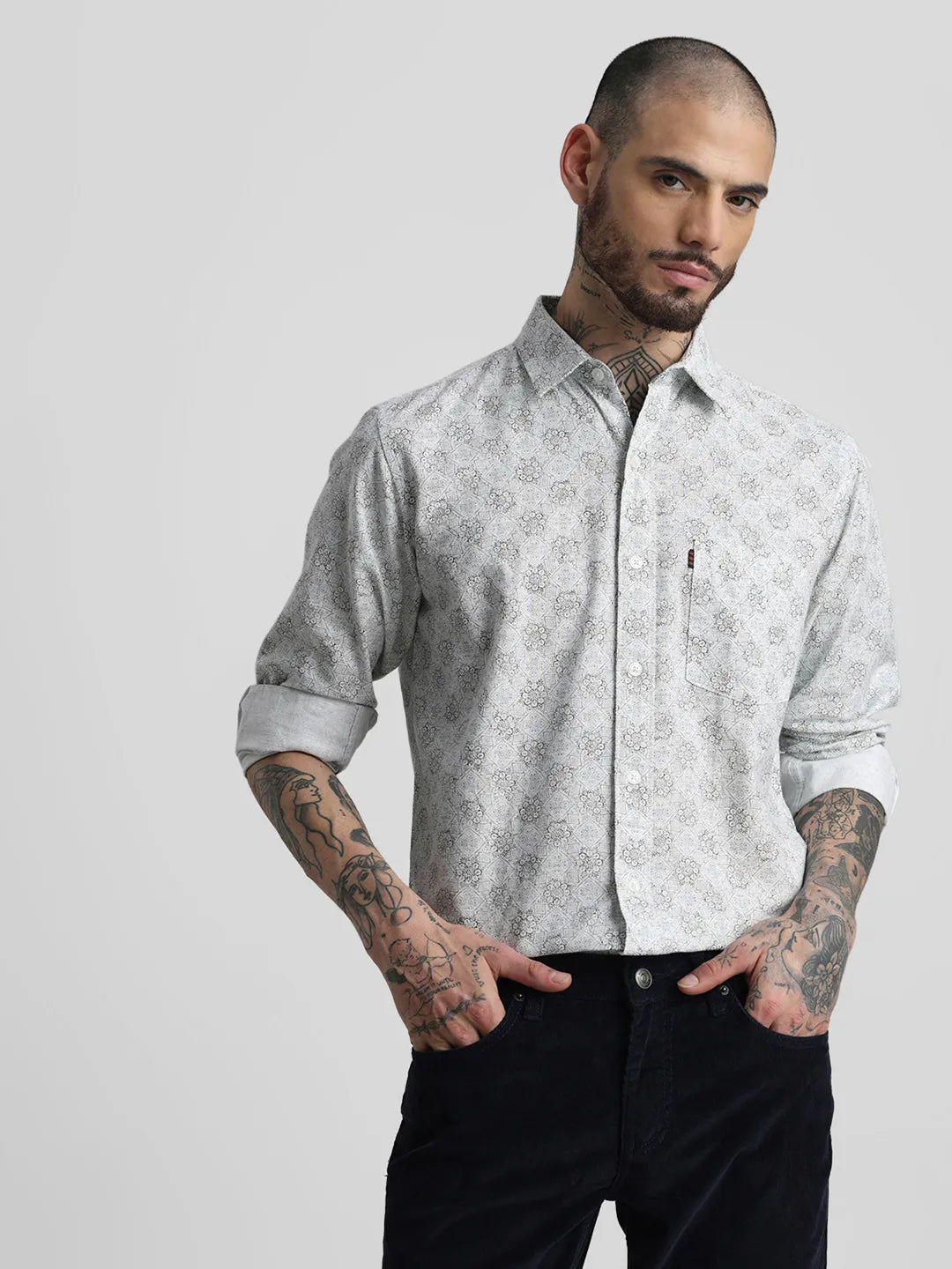 Grey Printed Shirt