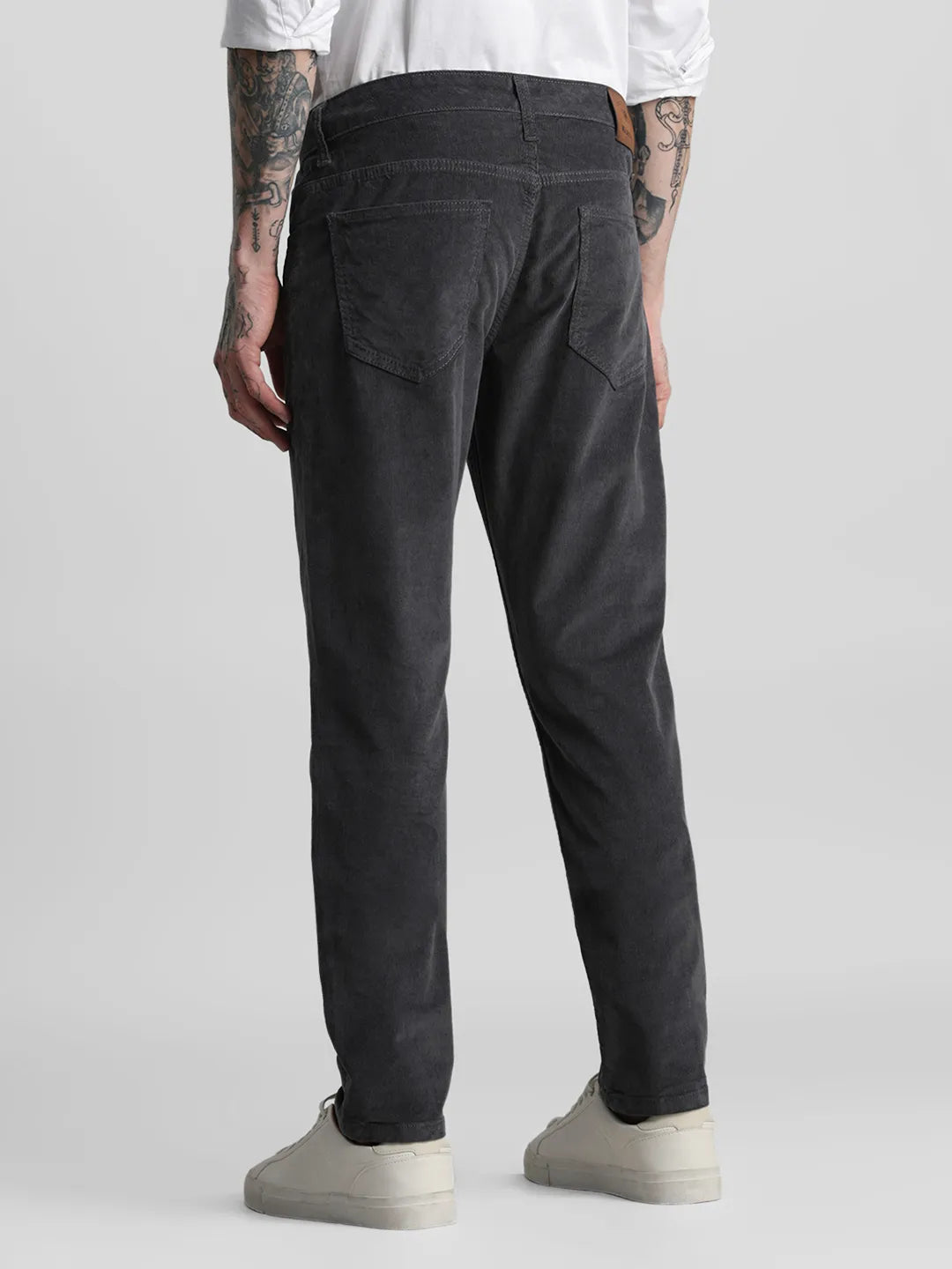 Grey Narrow Fit Corduroy Trouser