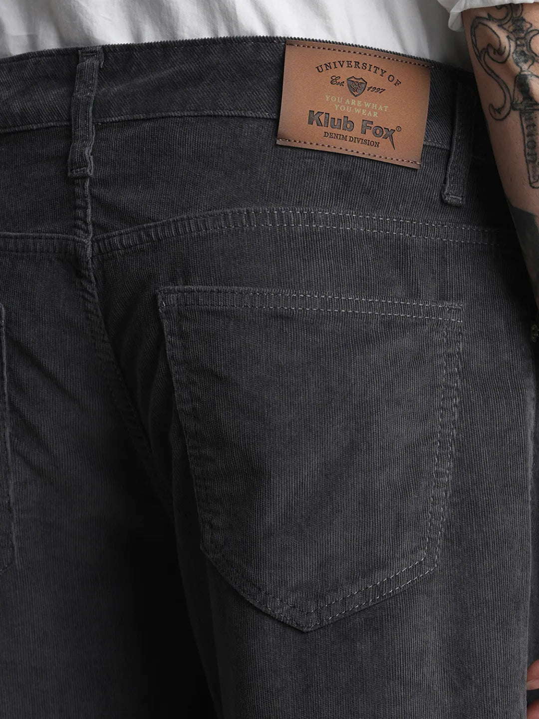 Grey Narrow Fit Corduroy Trouser