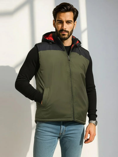 Green Solid Hood Jacket