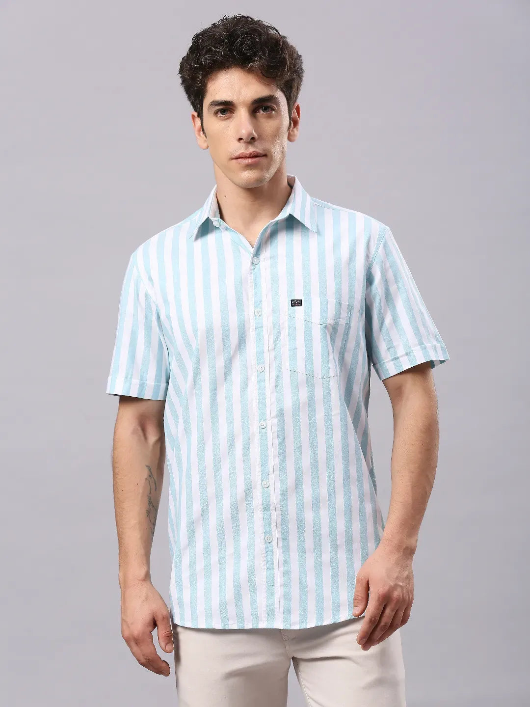 Turquoise Striped Shirt