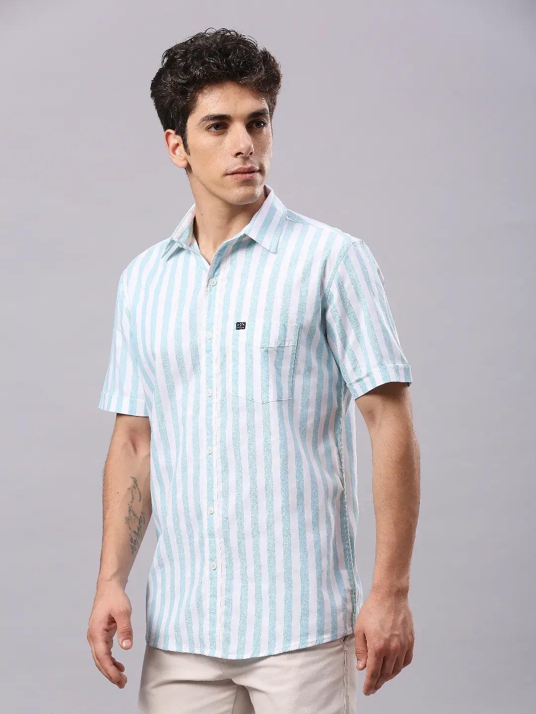 Turquoise Striped Shirt