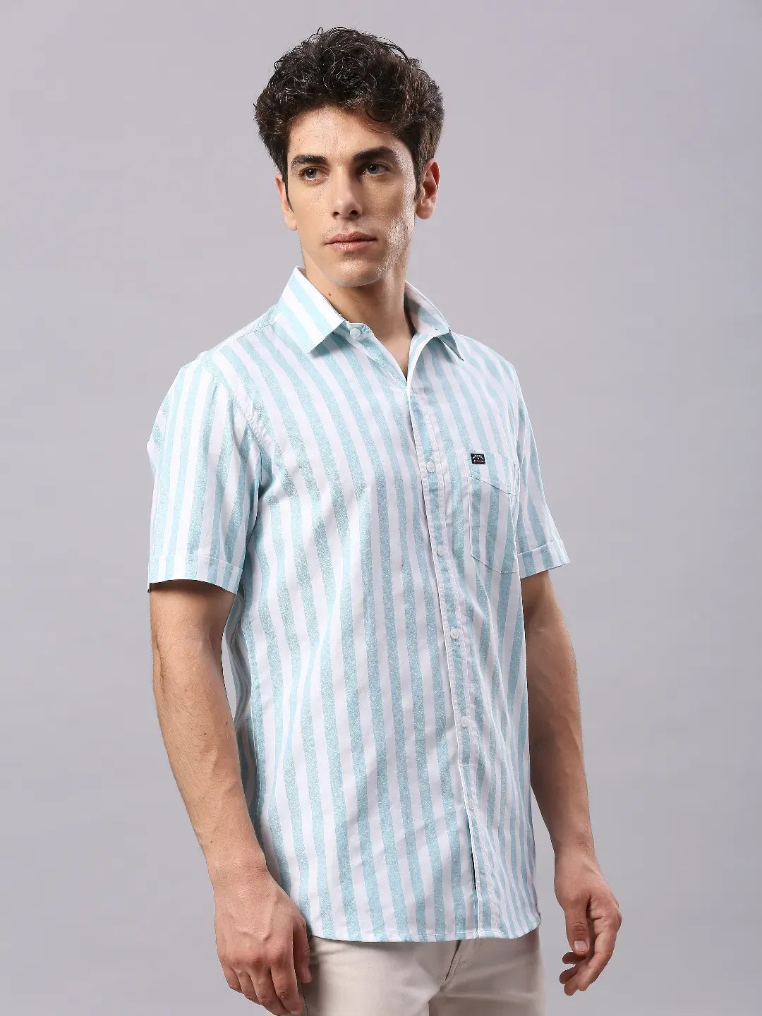 Turquoise Striped Shirt