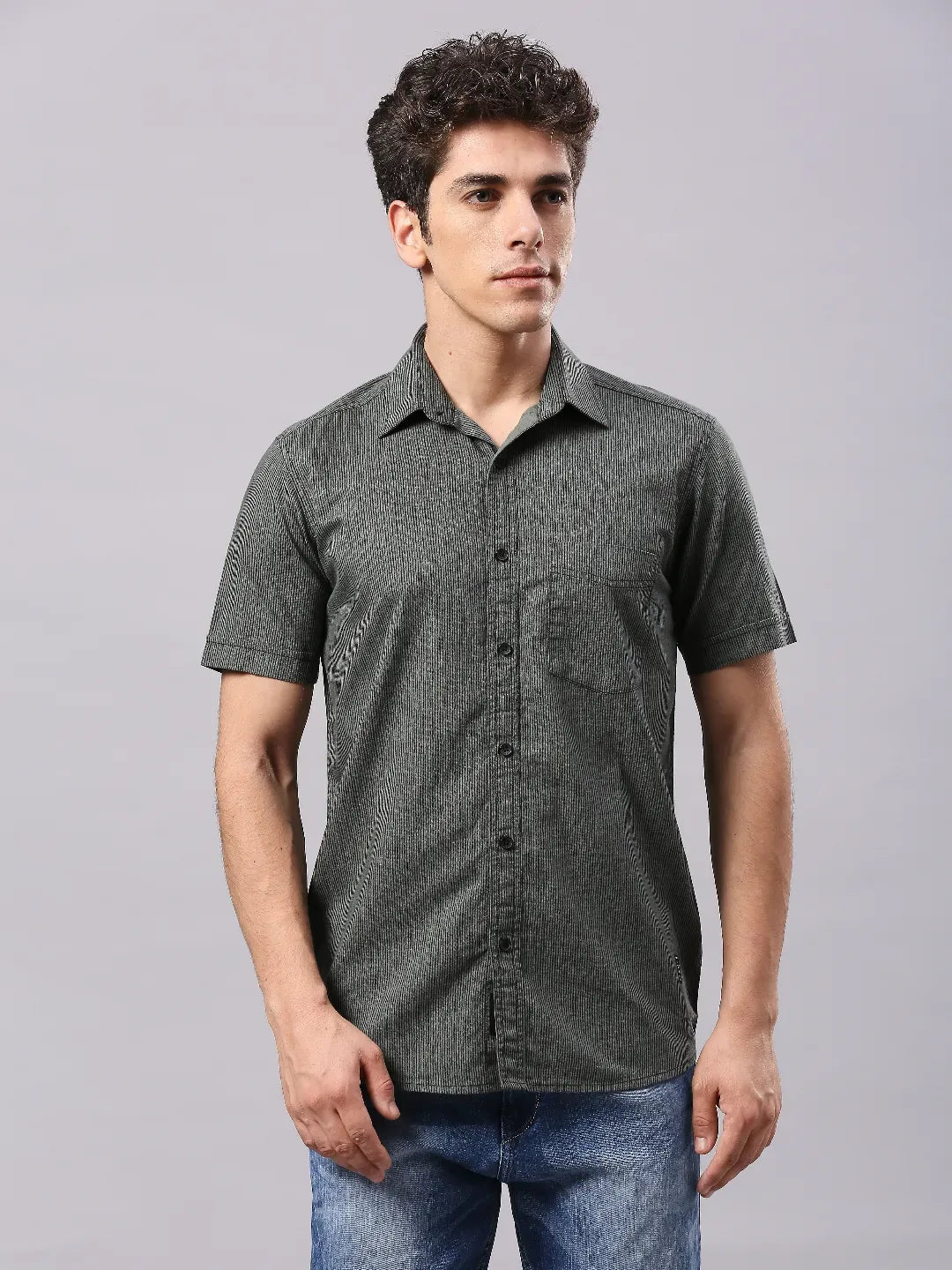 Dark Olive Printed Shirt