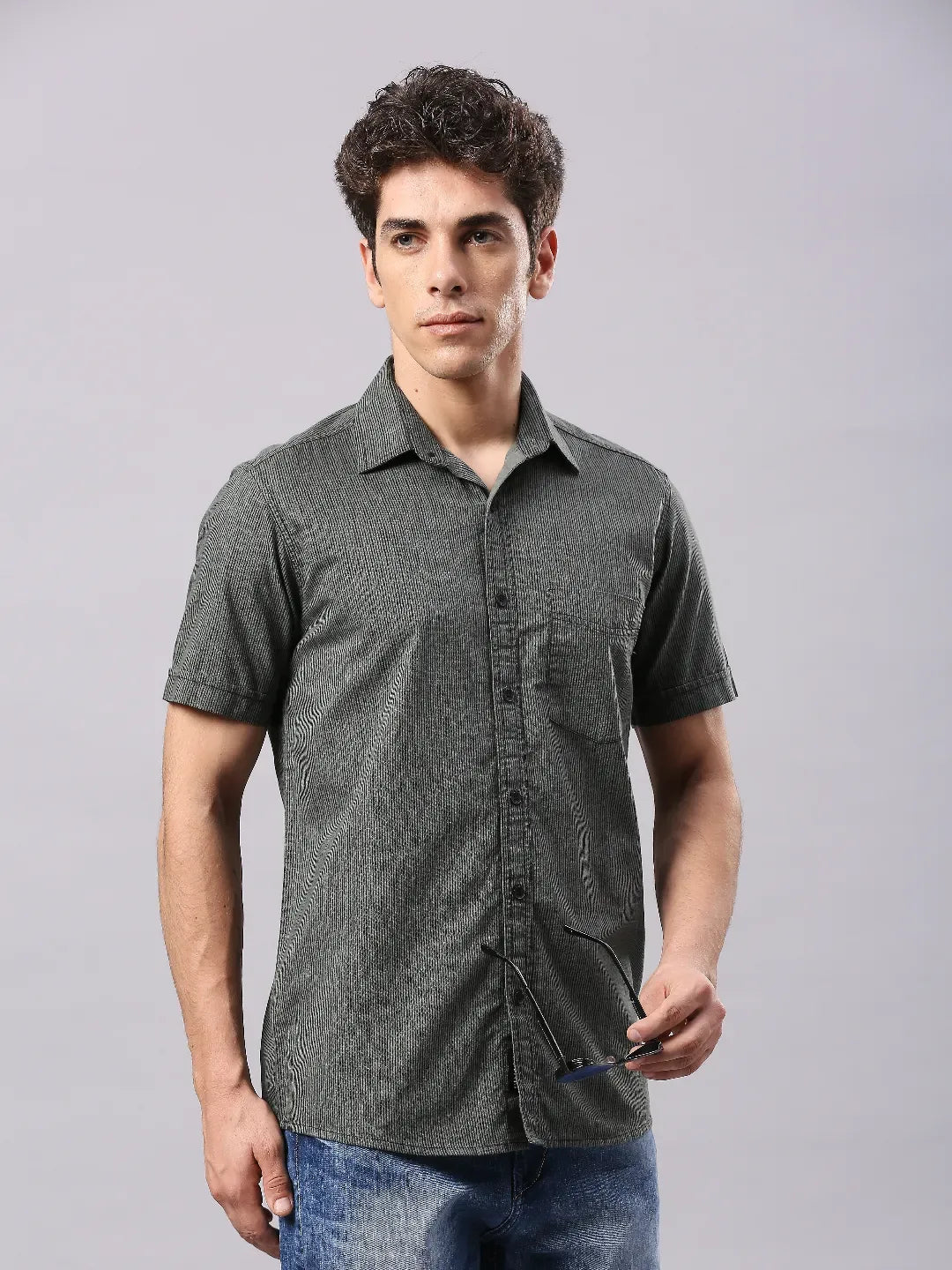 Dark Olive Printed Shirt