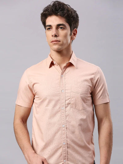 Peach Dobby Solid Shirt