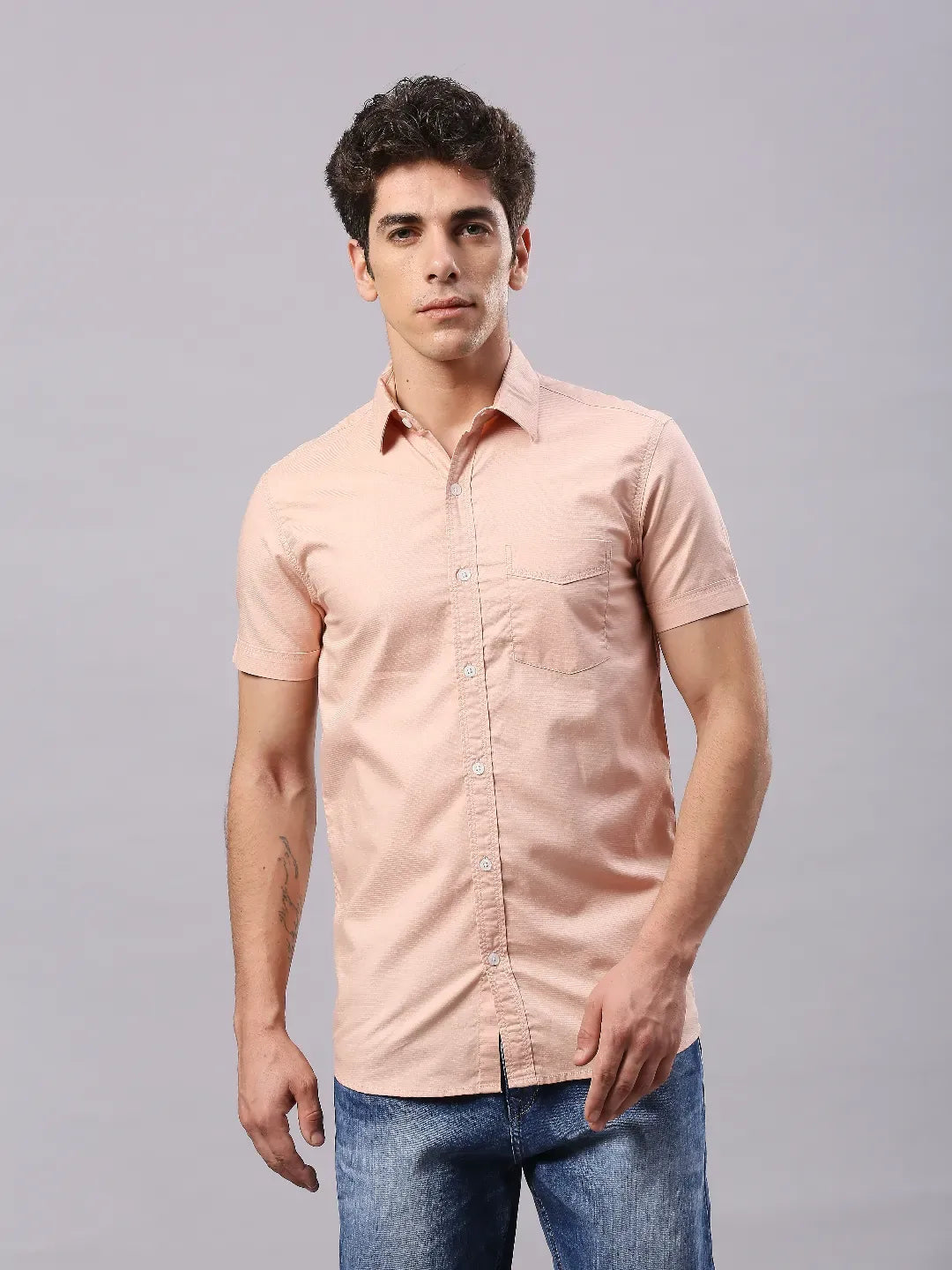 Peach Dobby Shirt