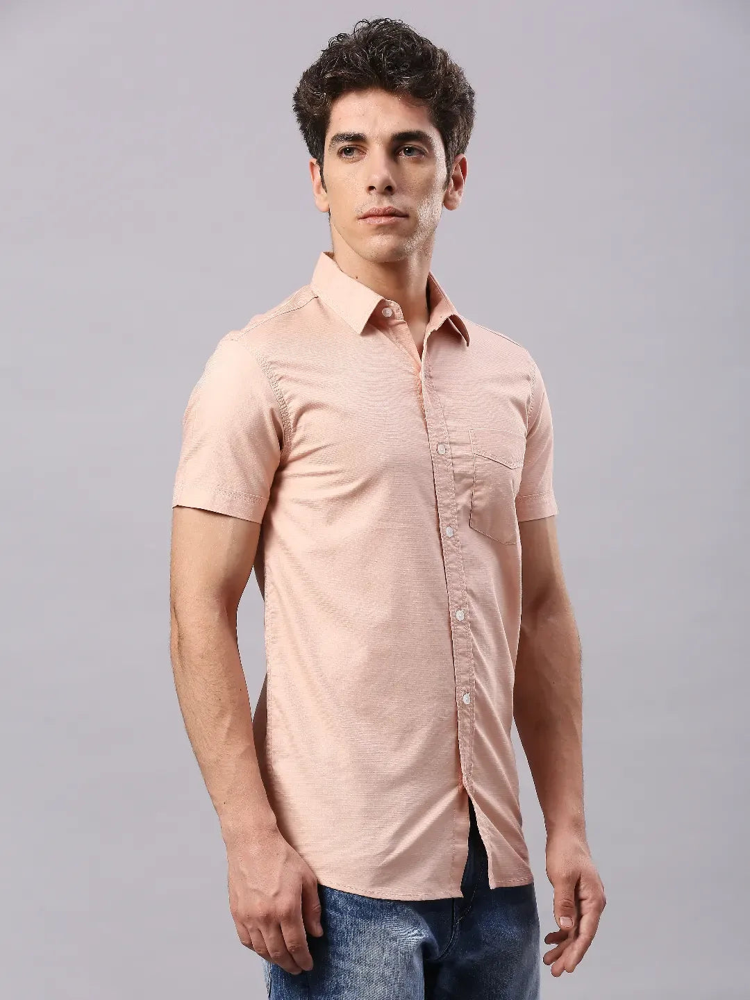 Peach Dobby Shirt