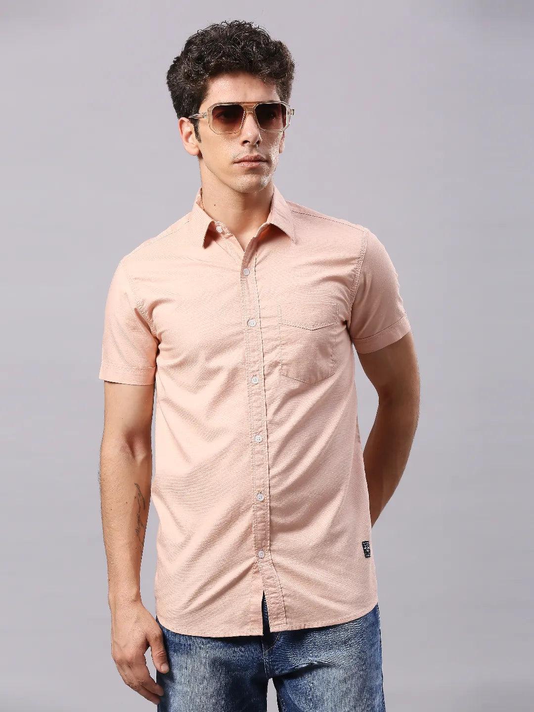 Peach Dobby Shirt