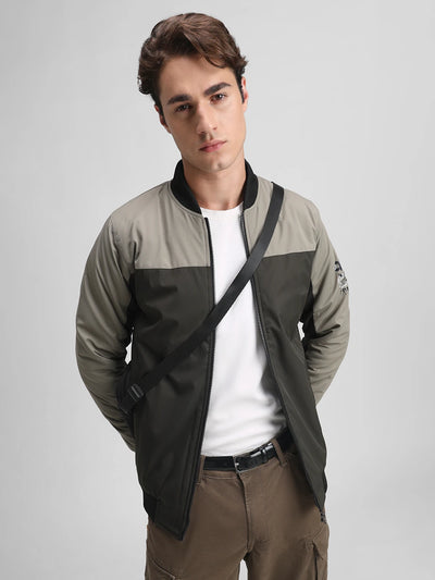 Olive Solid Regular Fit Jacket
