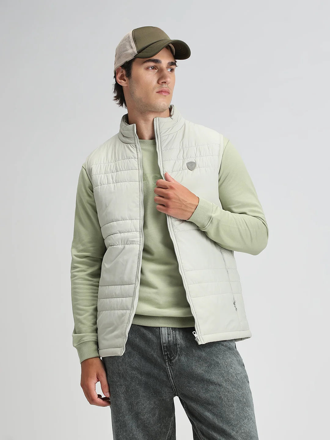 Mint Solid Puffer Regular Fit Jacket