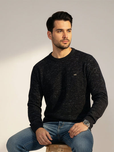 Jacquard Dark Navy Melange Sweater