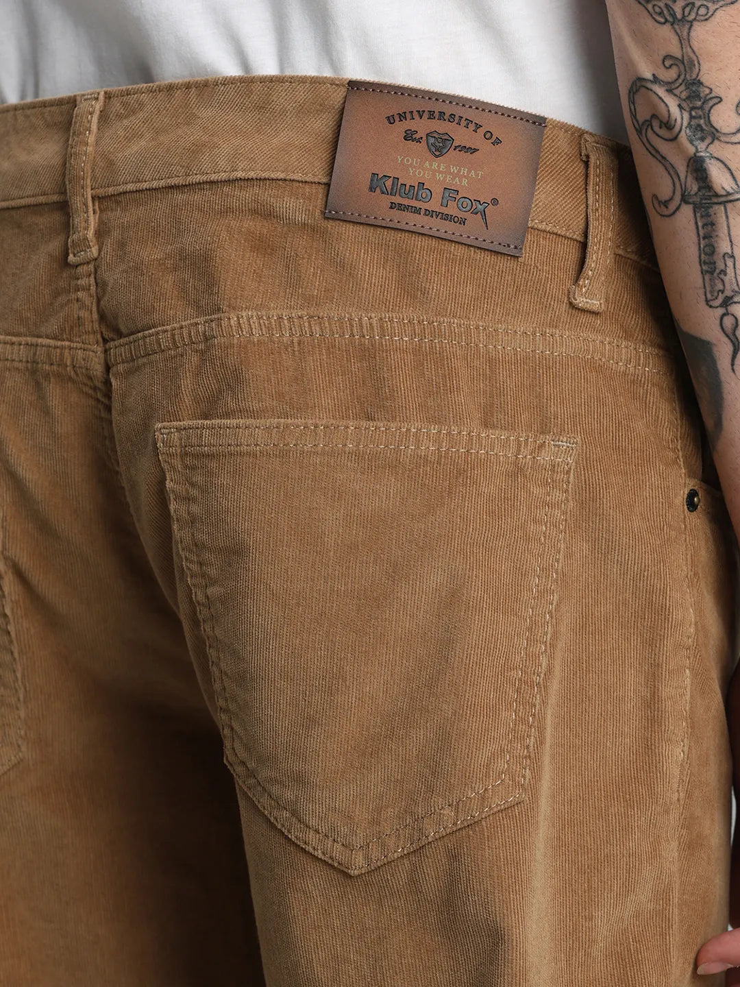 Khaki Narrow Fit Corduroy Trouser