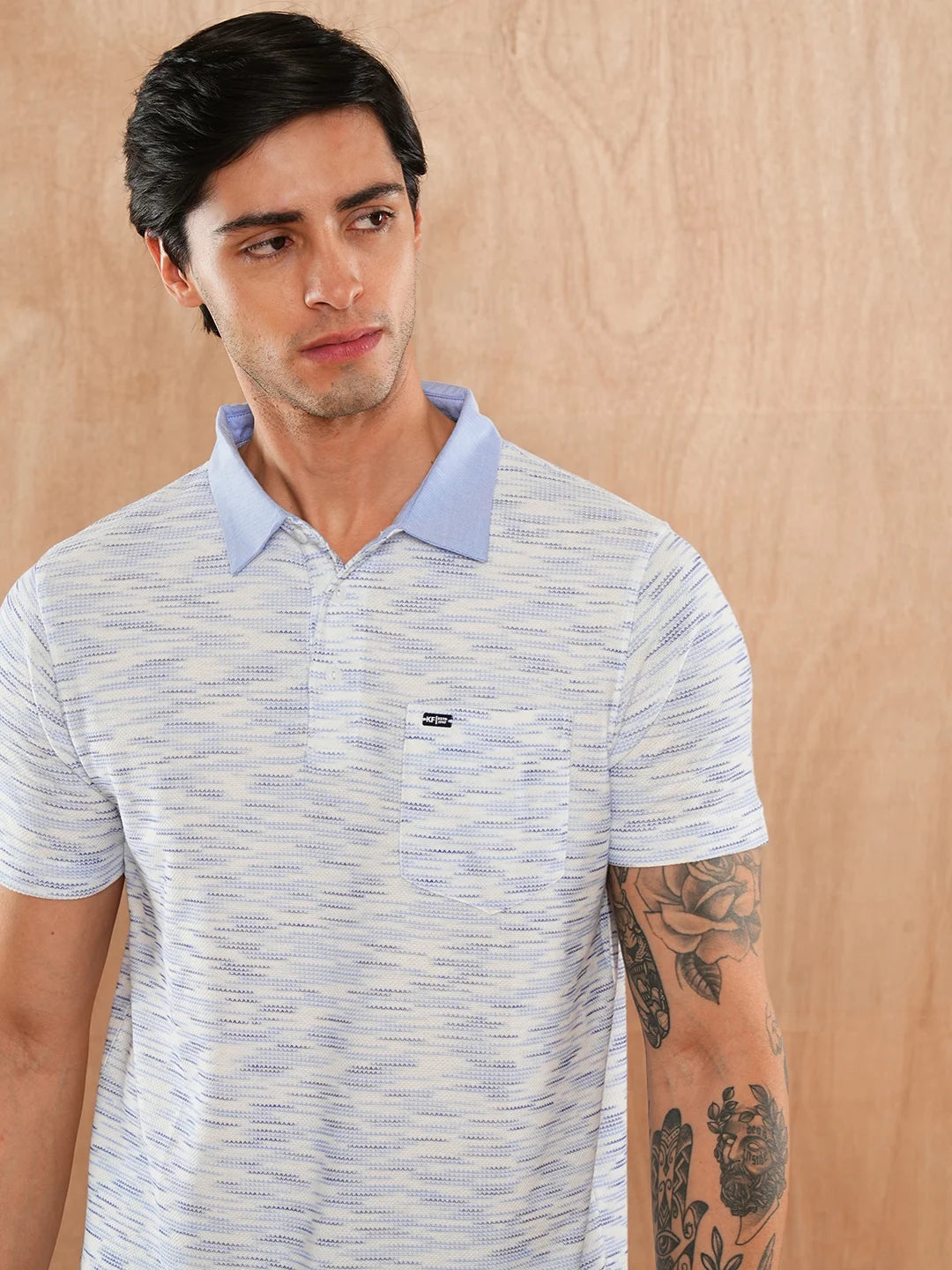 Blue Solid Polo Regular H/S T-Shirt