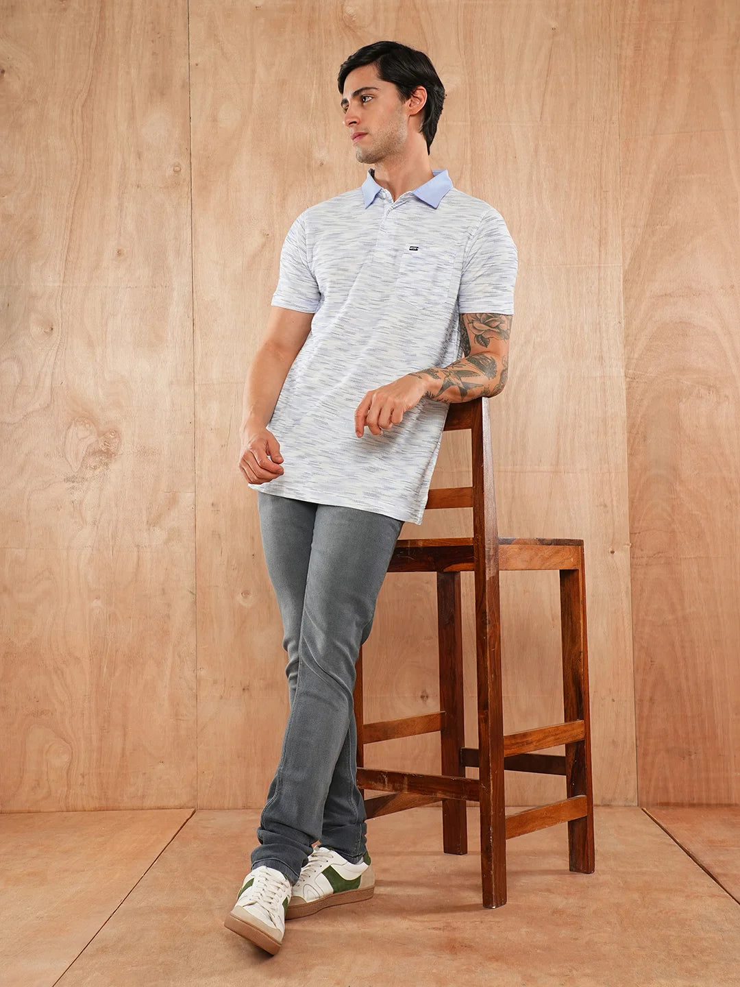 Blue Solid Polo Regular H/S T-Shirt