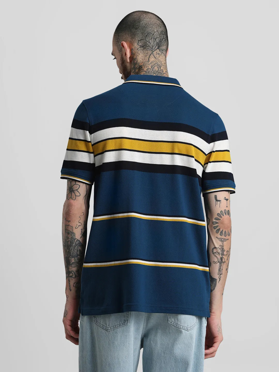 Mustard Striped Polo T-Shirt