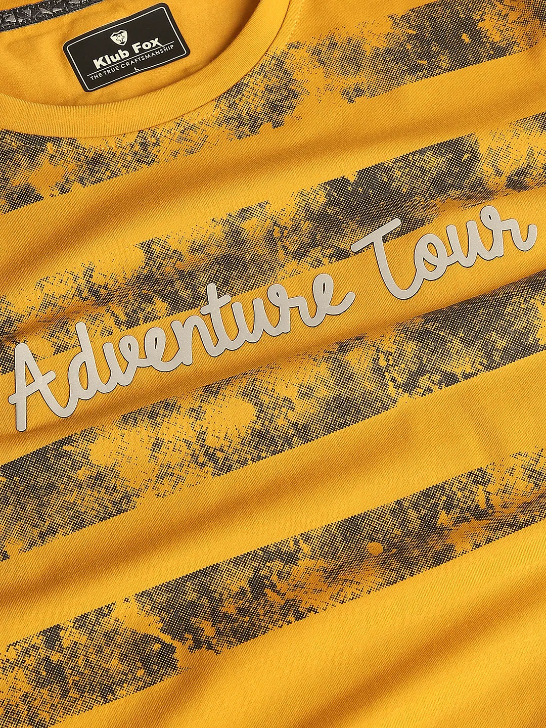 Mustard Printed Round Neck T-Shirt