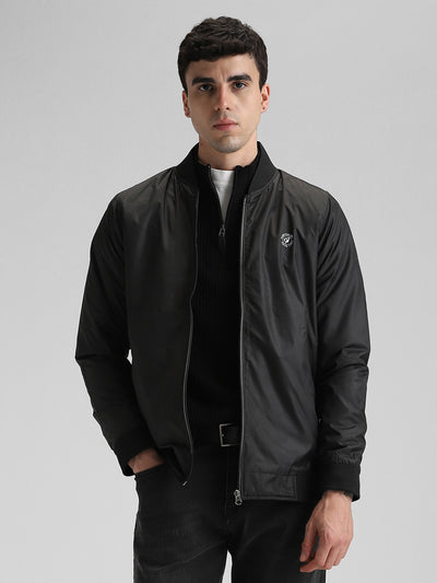 Black Solid Bomber Jacket