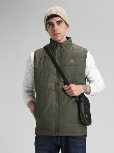 Olive Sleeveless Puffer Jacket