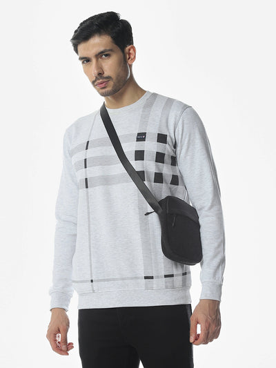 Ecru Melange Printed Regular Fit Sweatshirt