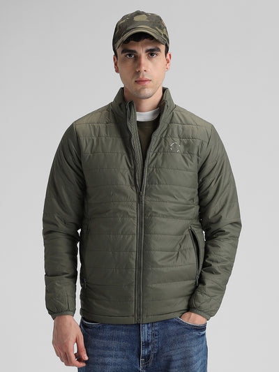 Olive Solid Puffer Jacket
