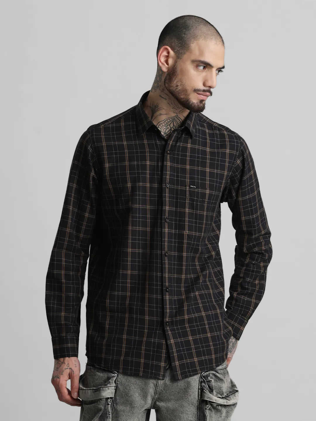 Dark Grey Checks Shirt