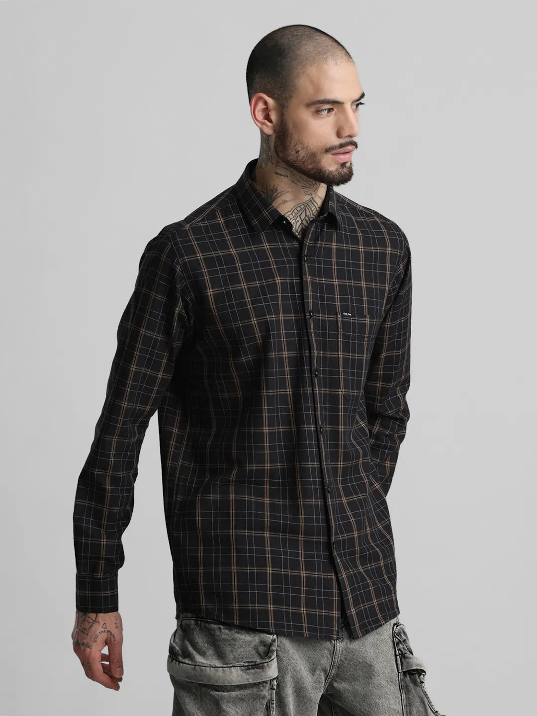 Dark Grey Checks Shirt