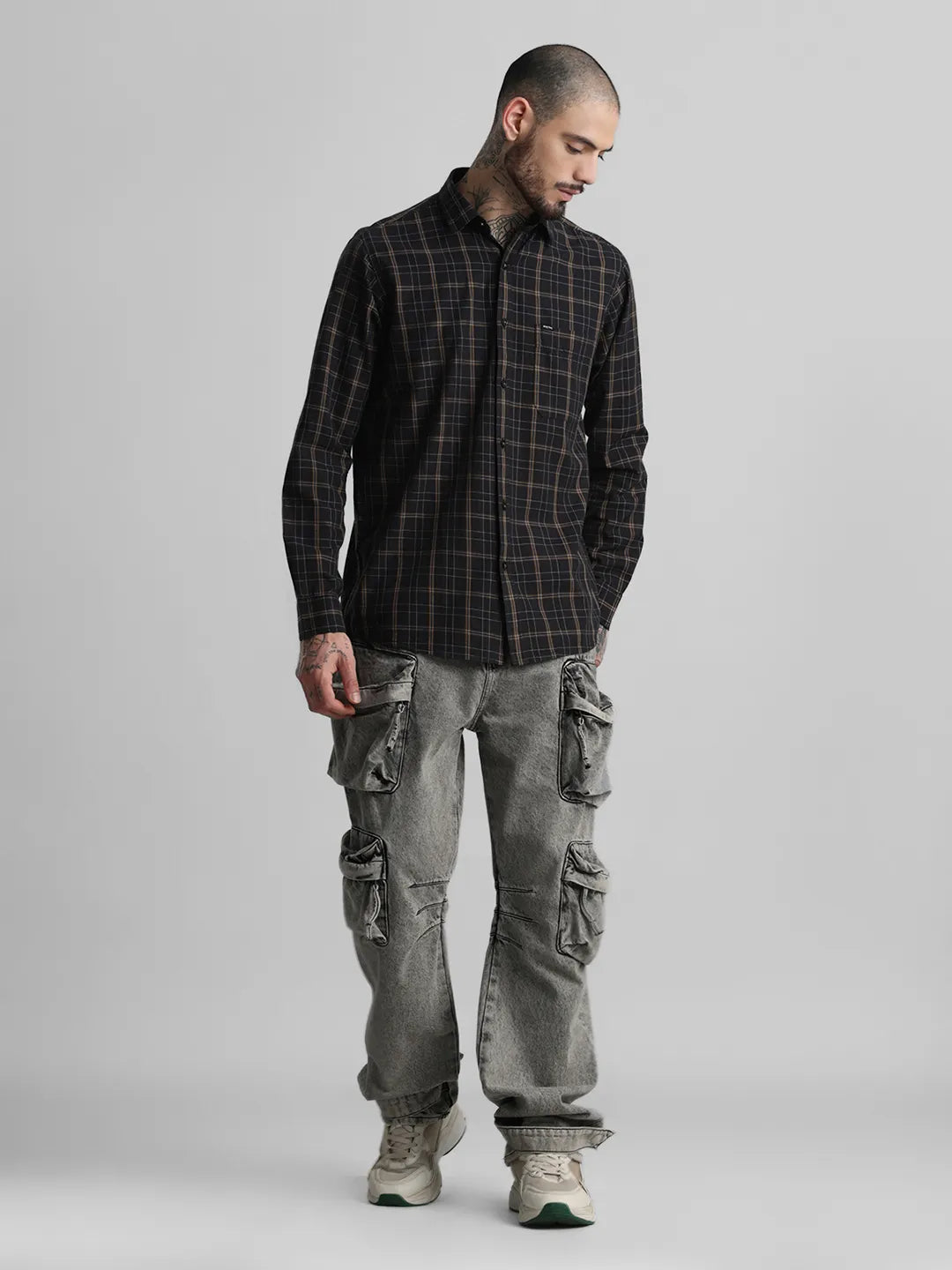 Dark Grey Checks Shirt