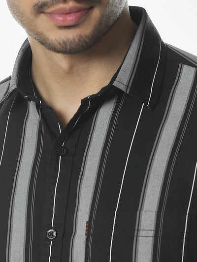 Navy Printed Slim Fit Shirt