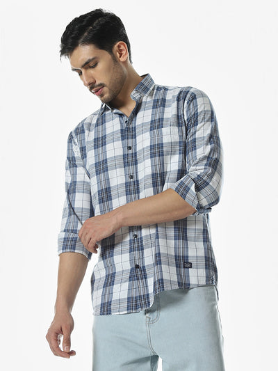 Blue Checked Slim Fit Shirt